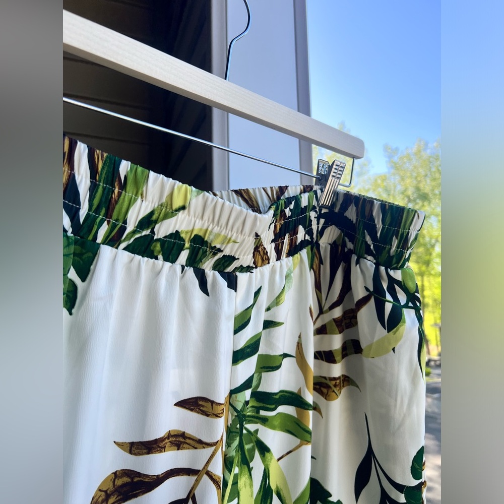 🆕 🌿Nina Parker x Macy’s Palm Leaf Tropical Wide Leg Pants Beach Chic Size 2X 🌿 - Picture 6 of 11